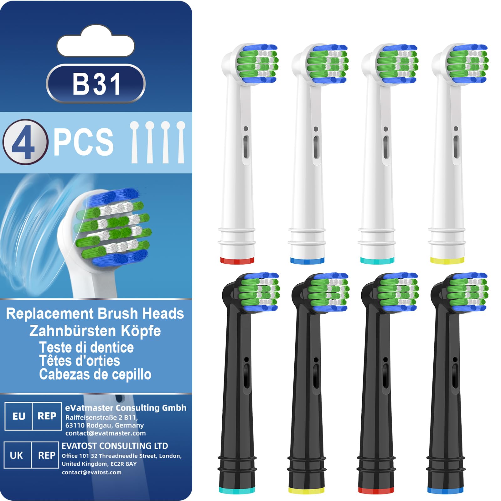 Cepillos compatibles con Oral-B Callysonic - Cepillos de repuesto para cabezales de cepillo de dientes eléctrico oral B compatibles - Vitality Pro/Pro 3 3500 /Pro 3 3000 /Pro 1/ Vitality 100