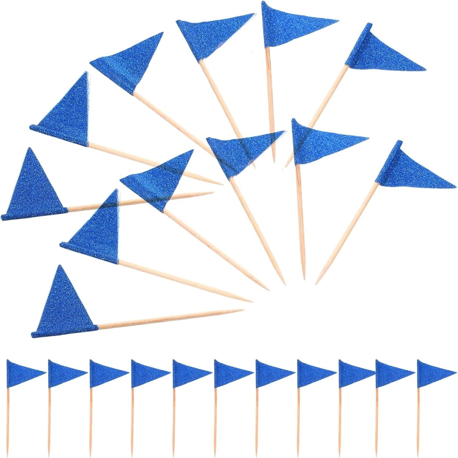 Food Labels for Party Buffet 1200pcs Cake Sign Blue Scallion Triangle Flags Picks for Cupcakes Party Supplies Food Flag Toothpick Wooden Cocktail Toppers
