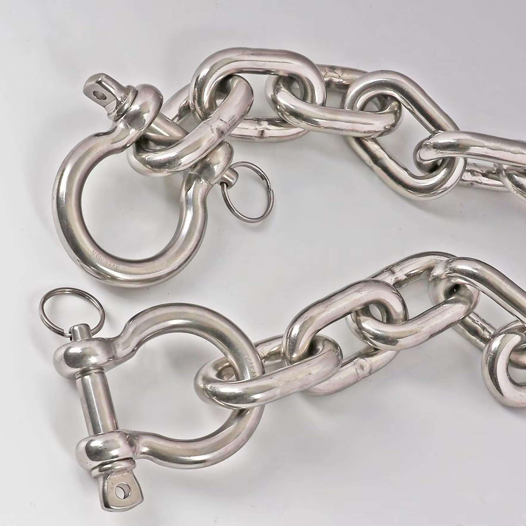 316 Stainless Steel Boat Anchor Chain with 2 Pcs Anti-Off Shackles, Marine Grade
