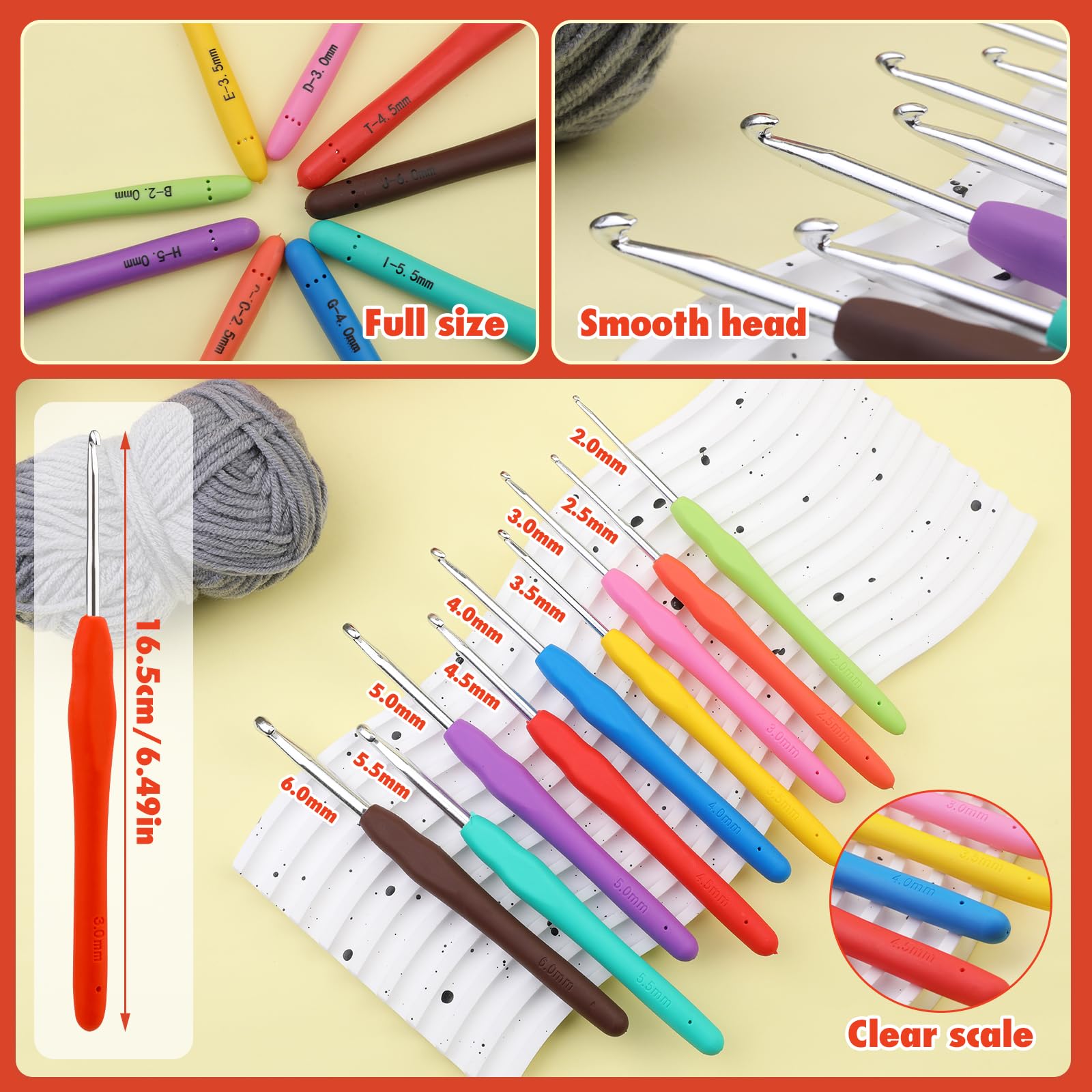 Kit Crochet Débutant Complet, 17 Pièces Crochets Tricot