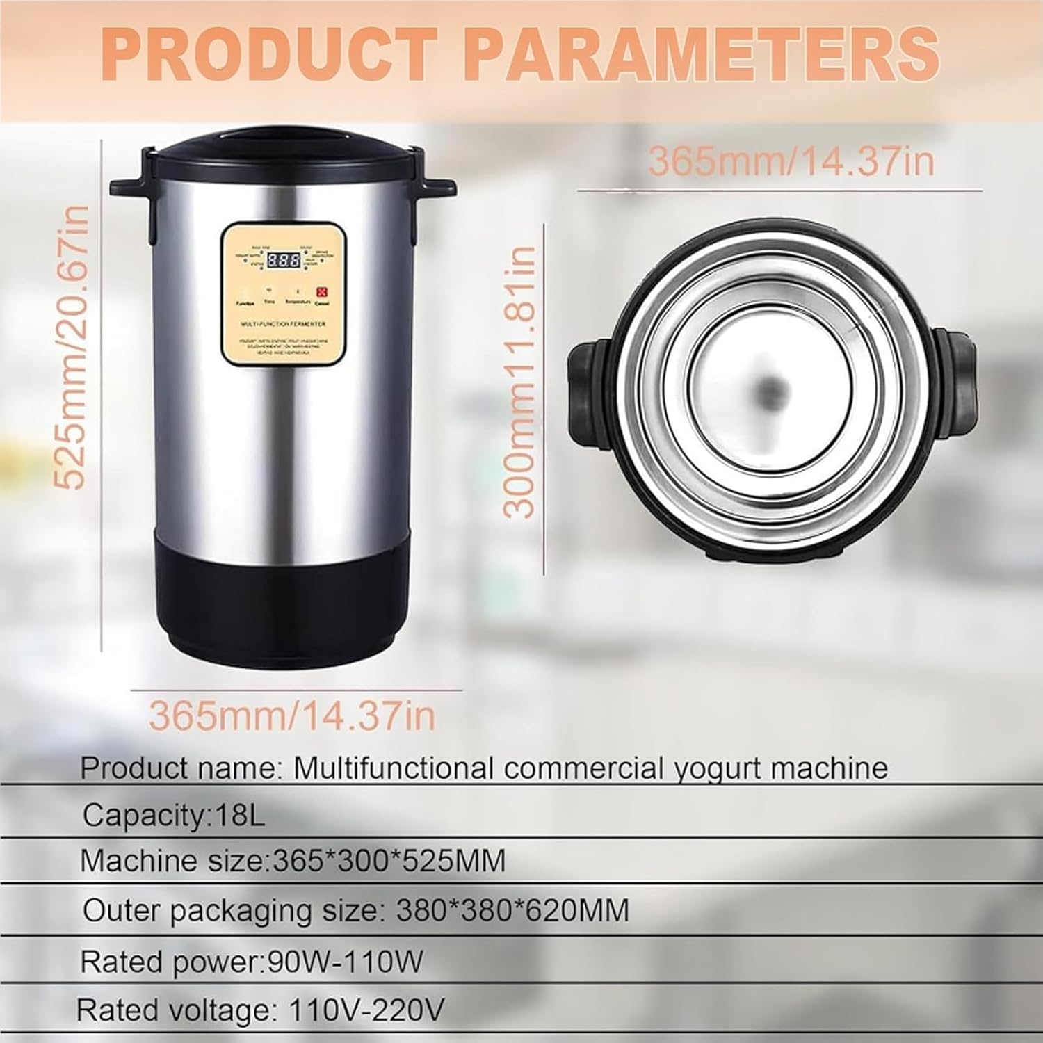 Electric Smart Fermentation Machine, Commercial Home Yogurt Maker Stainless Steel Inner Pot for Yogurt Rice Wine Garlic Vinegar Dough Fermentation with Time Temperature Control 18L