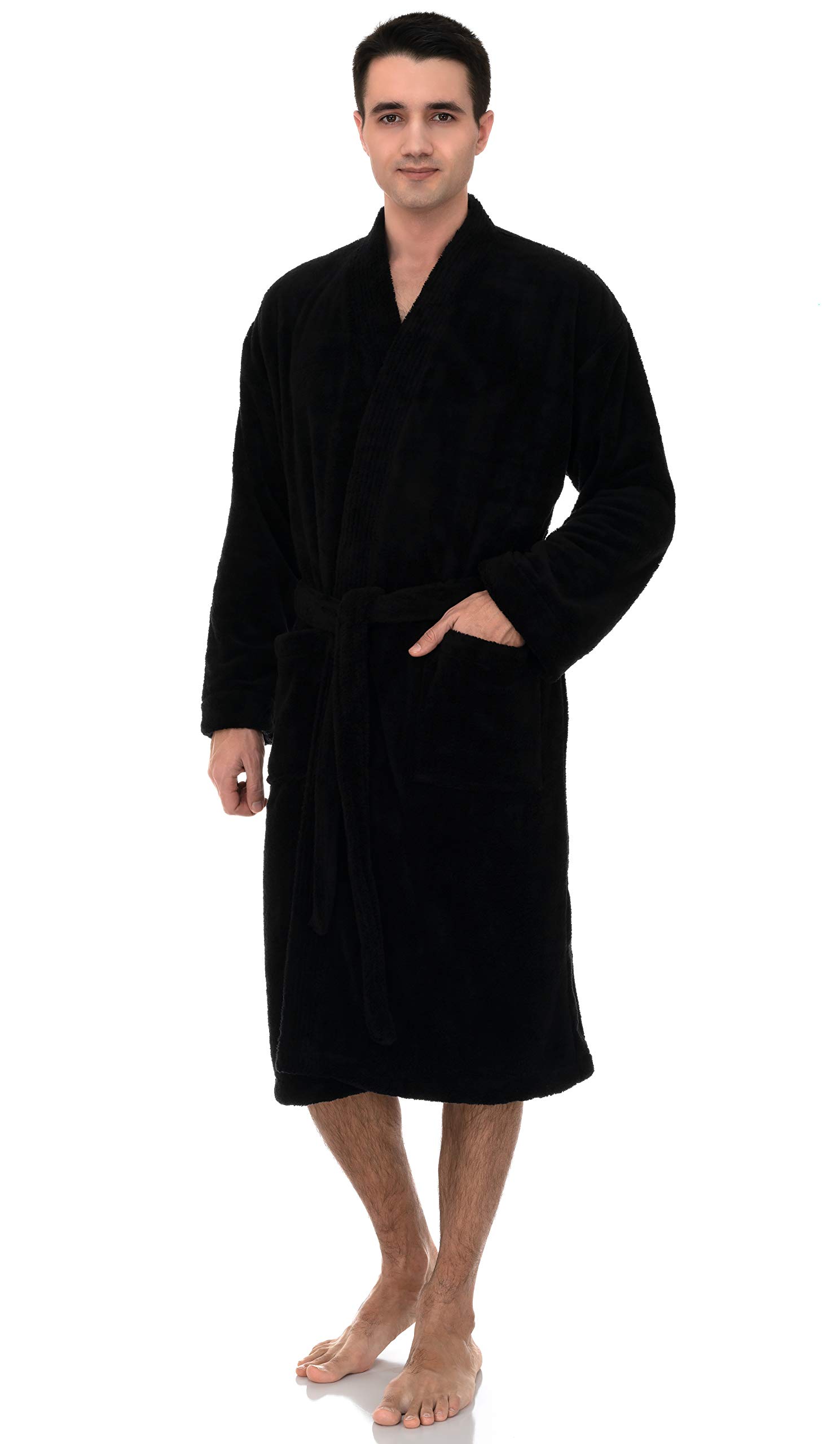 TowelSelections Men's Plush Robe Soft Fleece Kimono Bathrobe