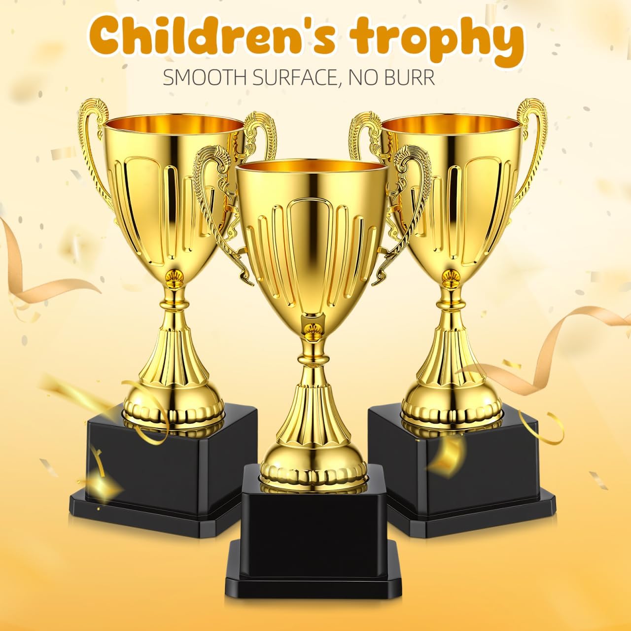 Gold Trophy Award, 7.4 Inch Plastic Trophy Cup Rewards Winning Prize for Sports Tournaments Birthday Football Competitions Spelling Bee Party Favors