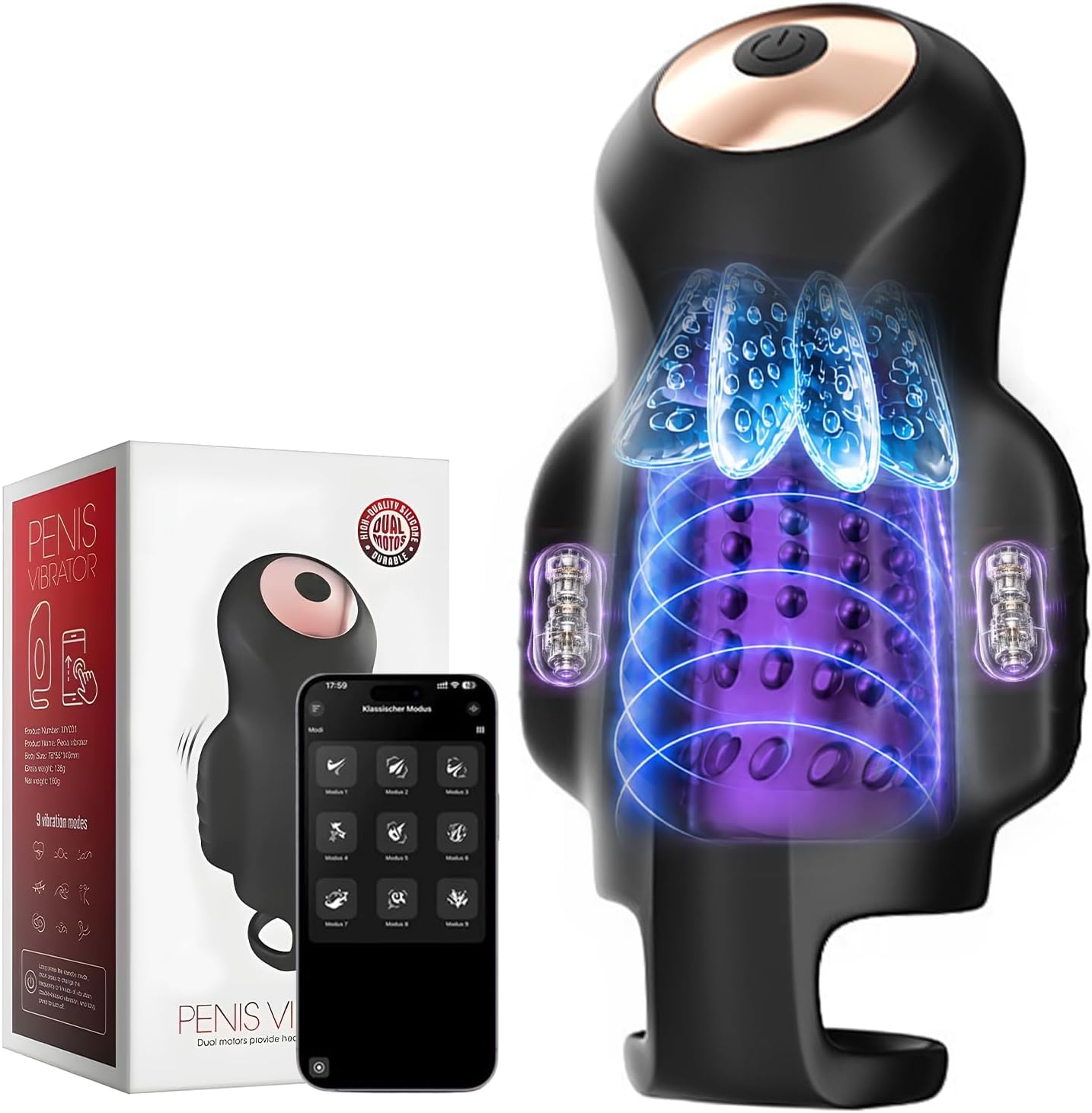 Masturbatore Uomo Sex Toys, Bocca Grande Masturbtore per Pene Automatico con 9 Vibrazione & Controllo dell'APP, Sexytoysys Uomo Vibratore 3D Realista Vagina Pompa Sex Toy