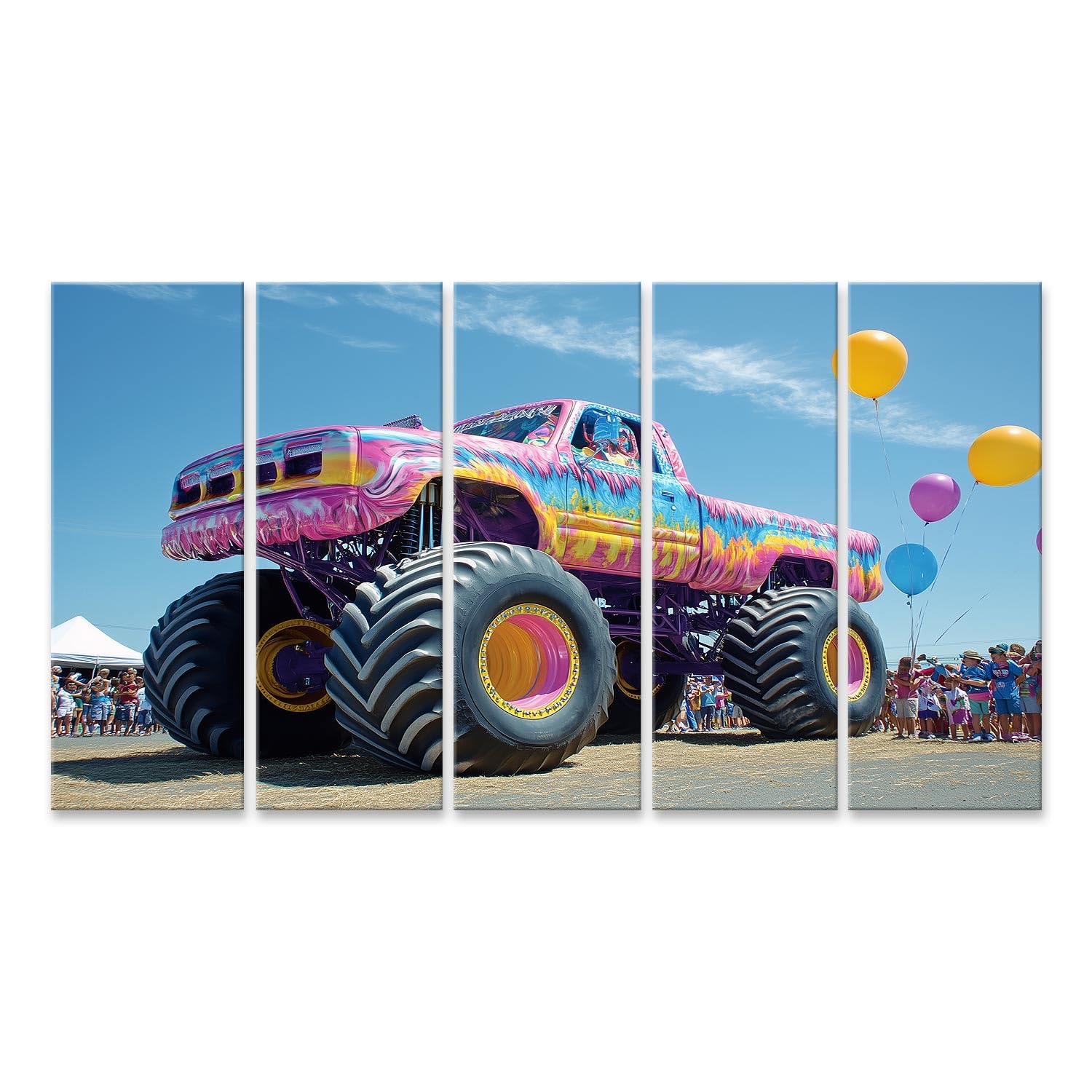 islandburner Quadro su tela colorato Mostro truck Festival con palloncini Immagini da parete Poster