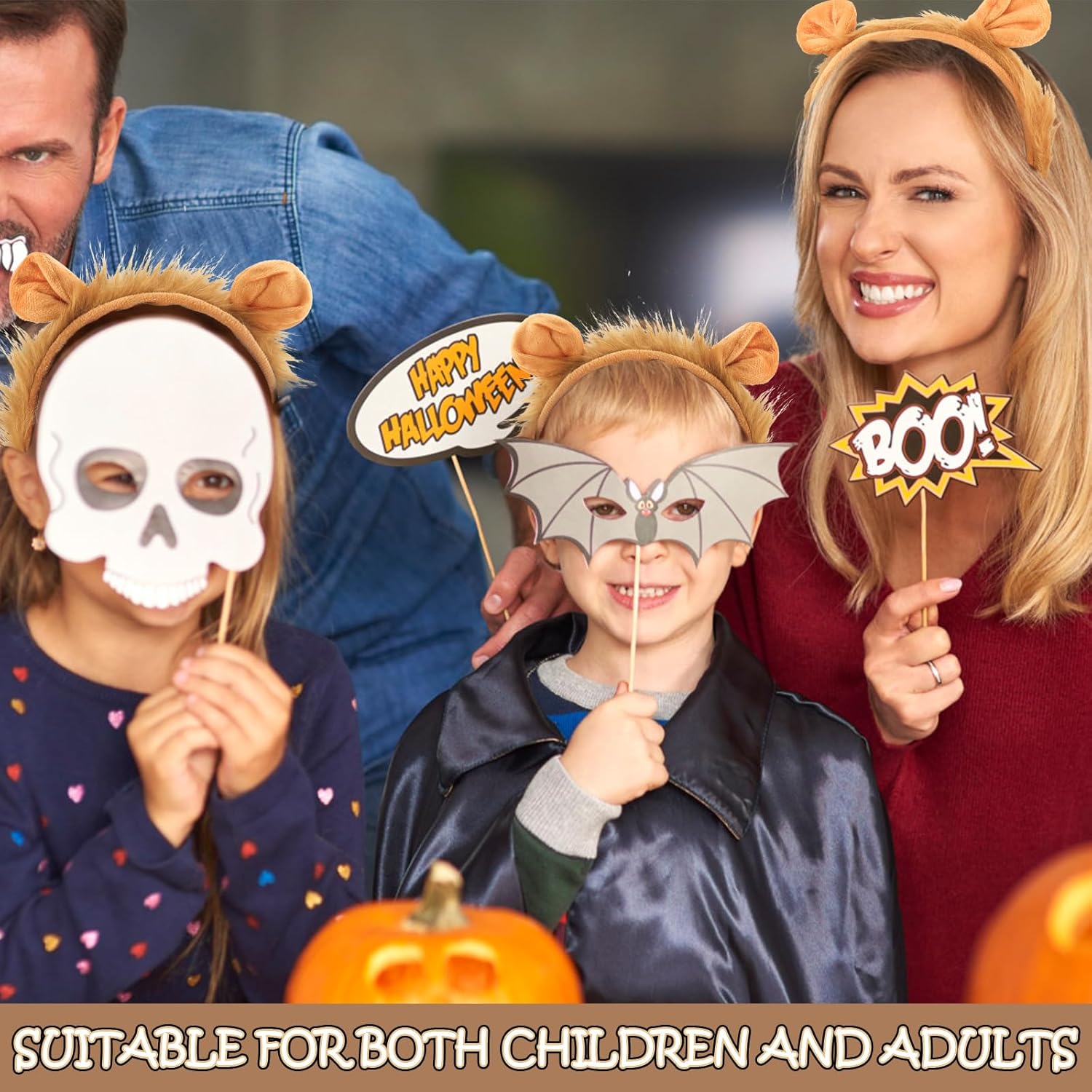 2Pcs Lion Ears Headband for Women and Girls, Furry Animal Ears Headbands Hair Accessories for Adult Halloween Cosplay Costume Makeup Washing Face - Image 4