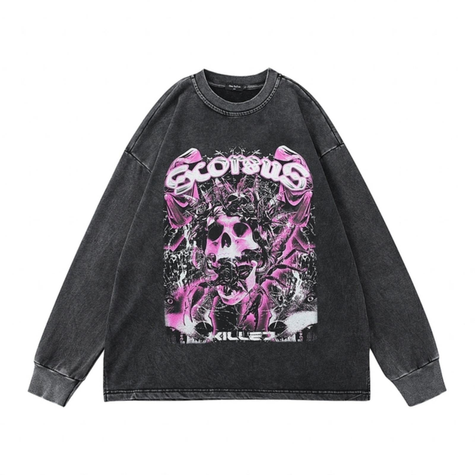 Felpa da uomo con cappuccio Hip Hop Vintage Retro Viola Stampa Distressed Wash Pullover Harajuku Casual Girocollo Felpa