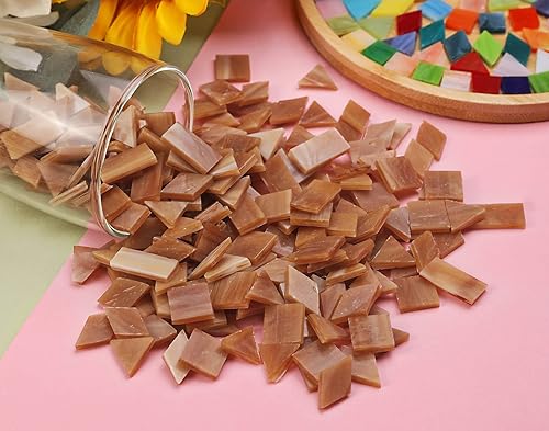 Miniatura 5 de Lanyani Azulejos de mosaico de vidrio para manualidades artísticas, 4 formas mixtas de vidrio colorido Tiffany, 200 piezas,