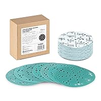 Vista 12 de Disco de lija de 5 pulgadas, 9 agujeros, grano 220, discos de lija con respaldo de película gancho y bucle, compatibles con lijadoras Festool
