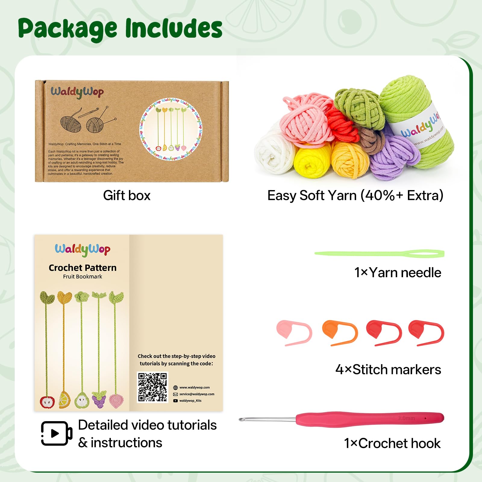 Beginner Crochet Fruit Bookmarks Kit - Easy Start -2