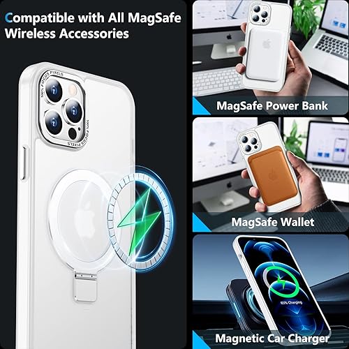 Miniatura 9 de Femirt - Funda magnética para iPhone 12 Pro Max mate translúcido compatible con MagSafe protección contra caídas de grado militar parte trasera de