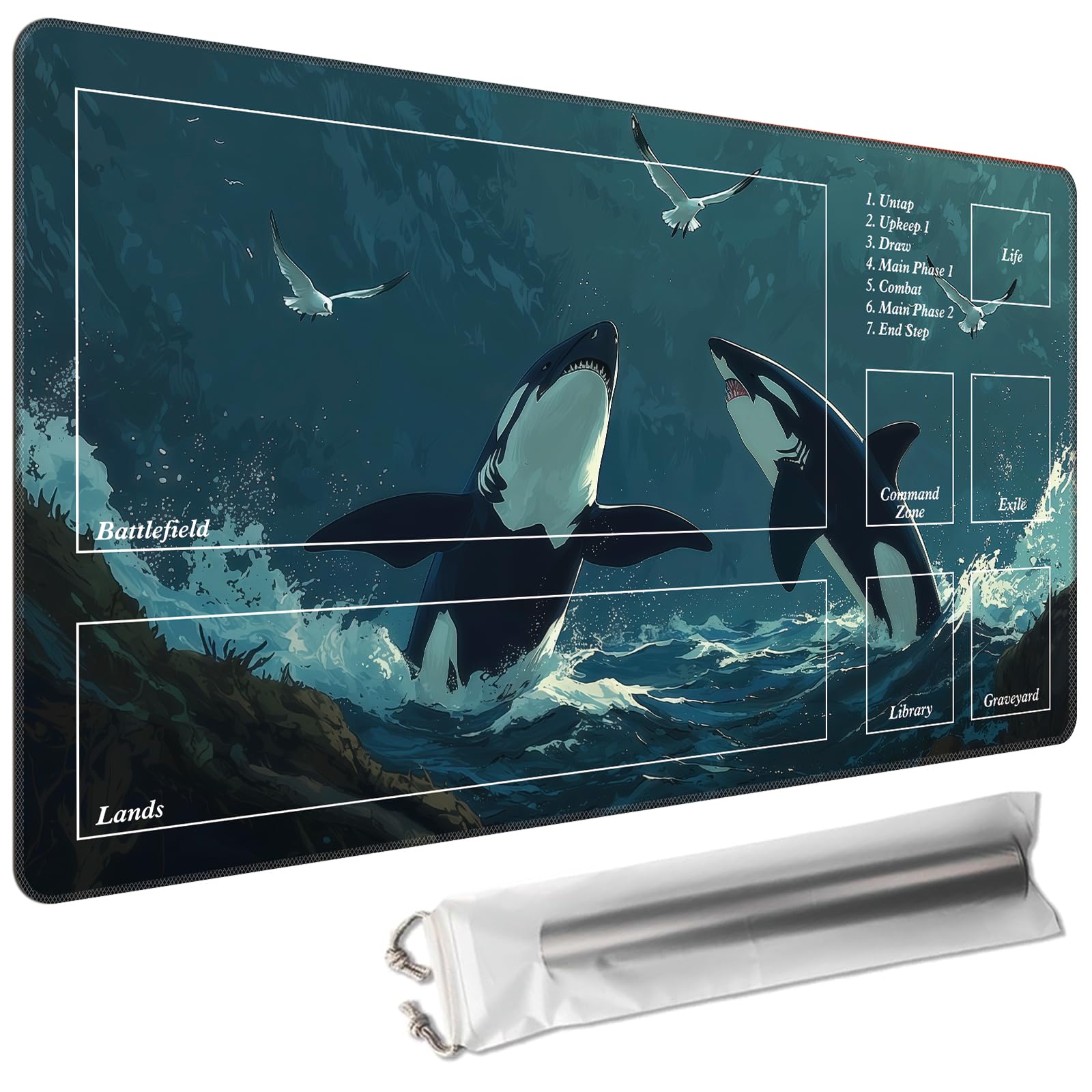 Cdkfxjy for MTG Playmat 27.5 x 15.7in with Zone,Orcas — image 1
