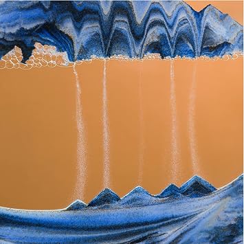 Large Size Moving Sand Art Picture - 3D Dynamic Sands Art Round Glass Deep Sea Sandscape, (with Syringes) Natural Sand Painting Artistic Sandscape for Office Desktop Home Decor
