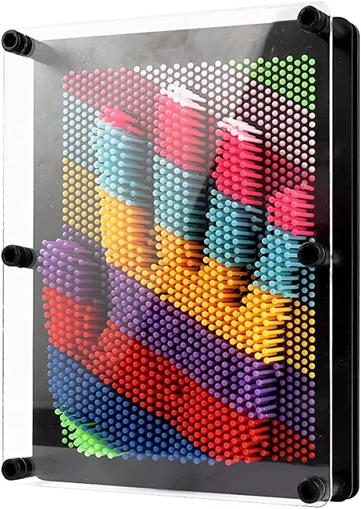 3D Pin Art Board Toy - Large Size Classic Pin Impression Desk Toys Sculpture for Children Adults 6 x 8 inches (Colorful Plastic)