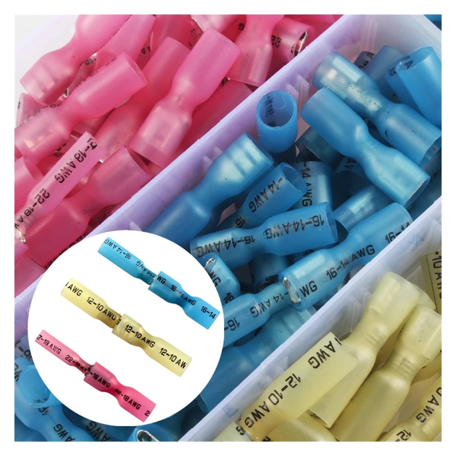 ICXLPMC 220PCS Spade Wire Crimp Connectors Male And Female Lug Wire Terminal Butt Splice Heat Shrink Terminals Kit