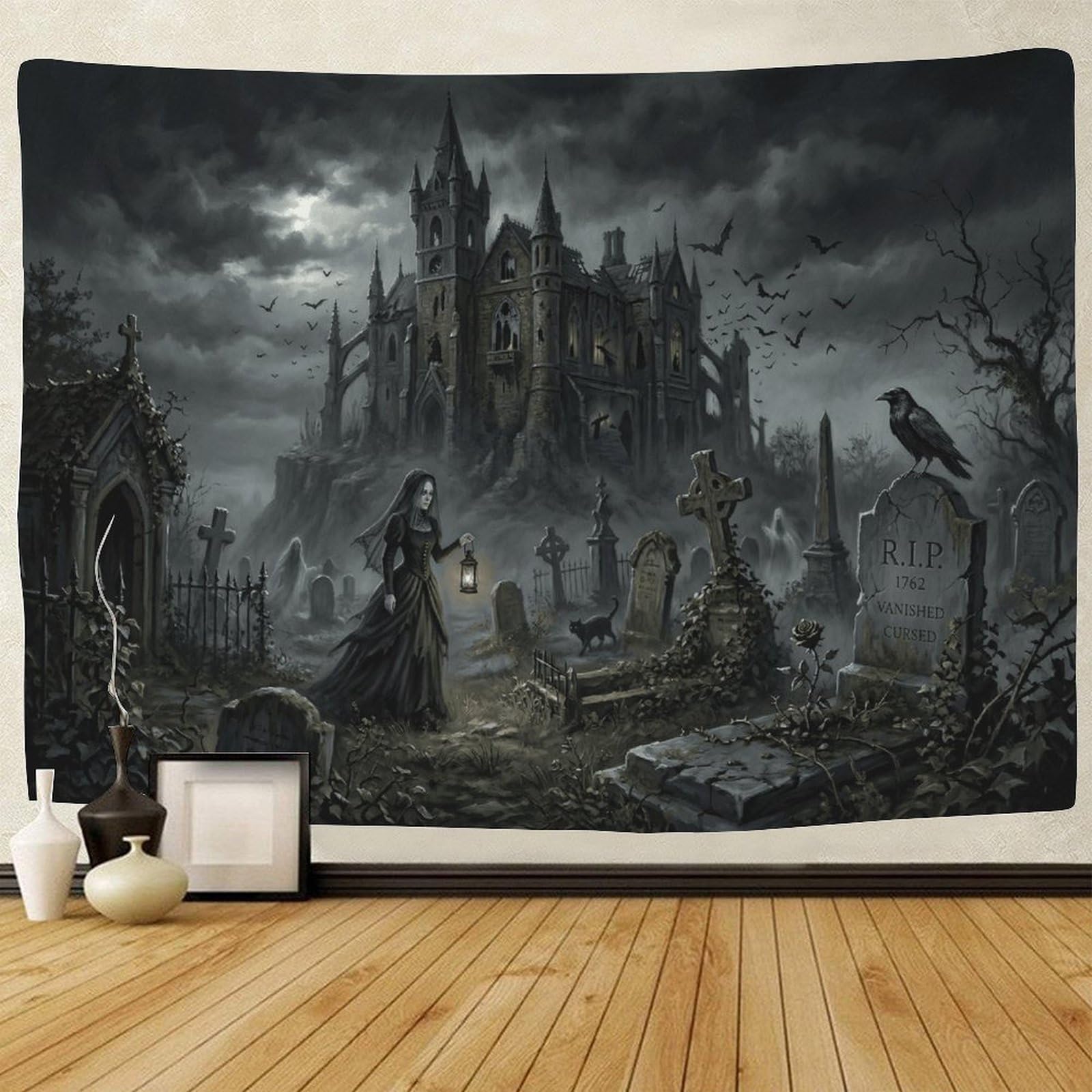 ASDFGHJKLZA Gothic Horror Castle 3D Print Wall Hanging Decor Tapestry Wall Art Decor Tapestries Poster Home Decoration Living Room Dorm 70cmx100cm