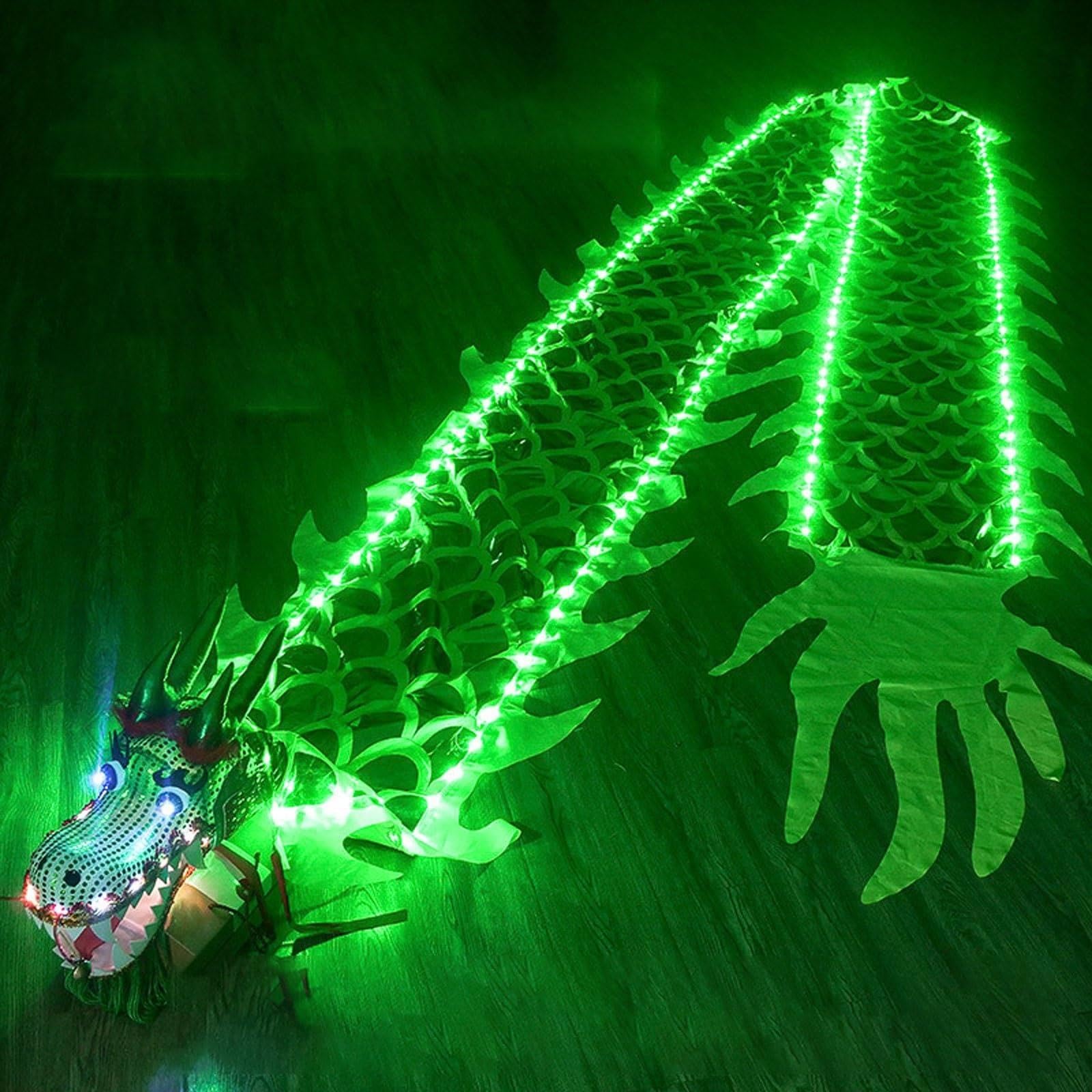 Drago Poi Rotante a LED a luminescenza con Testa Drago for parata Notturna