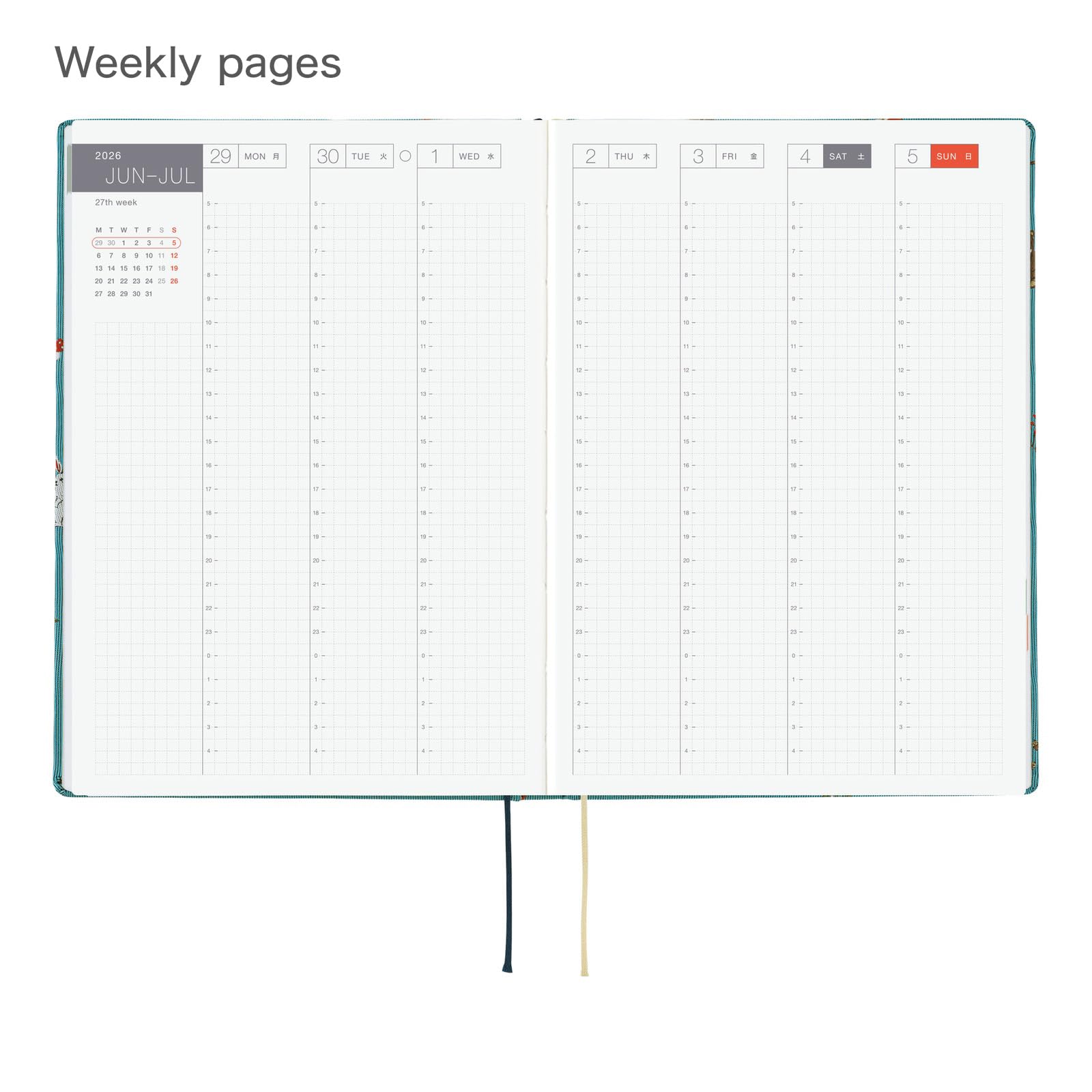 Hobonichi Techo HON A5 2026 – Bow & Tie: In the Forest (English, January Start Planner)