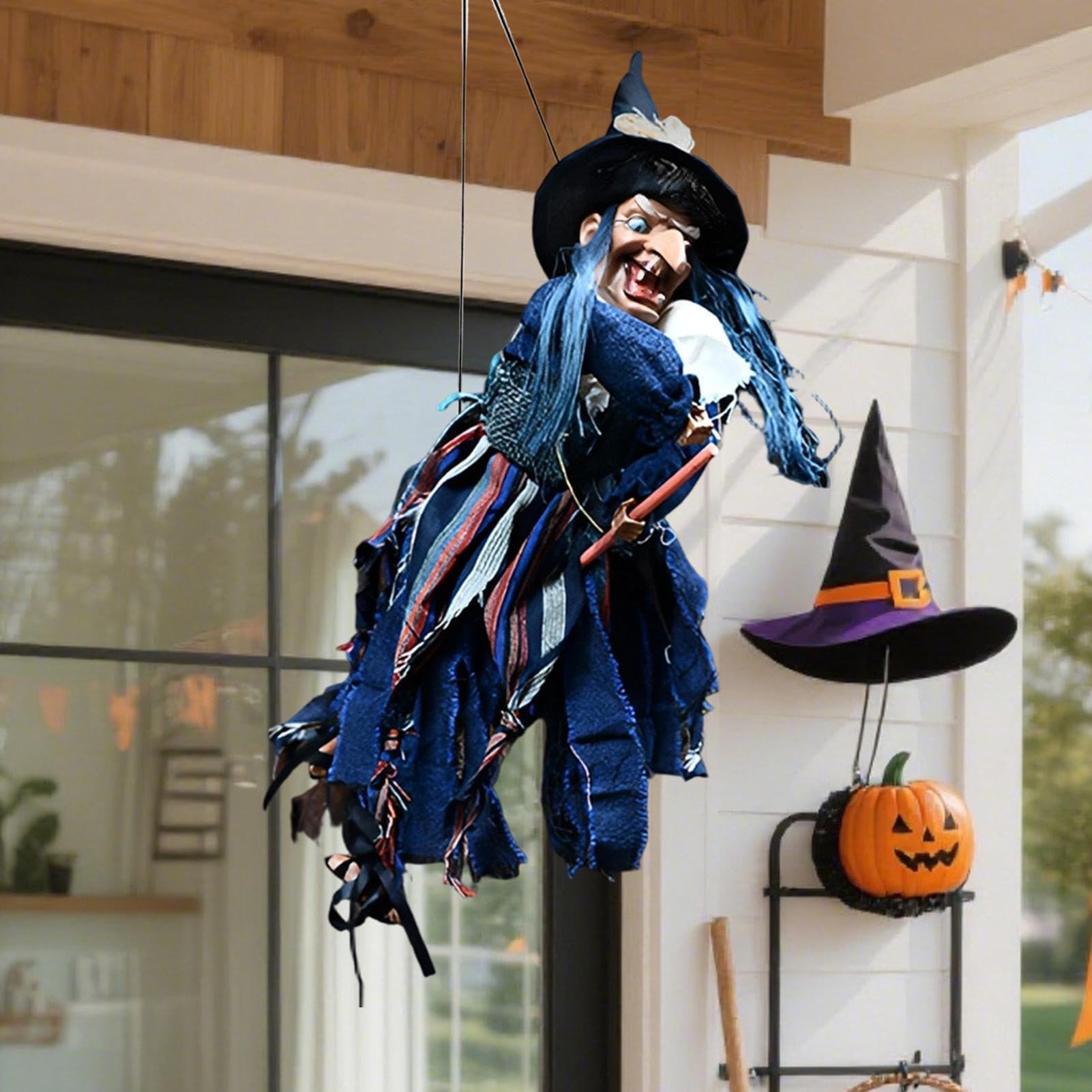 Dekoracja Halloween Wiedźma Ornament Straszne Dźwięki Jasne Oczy