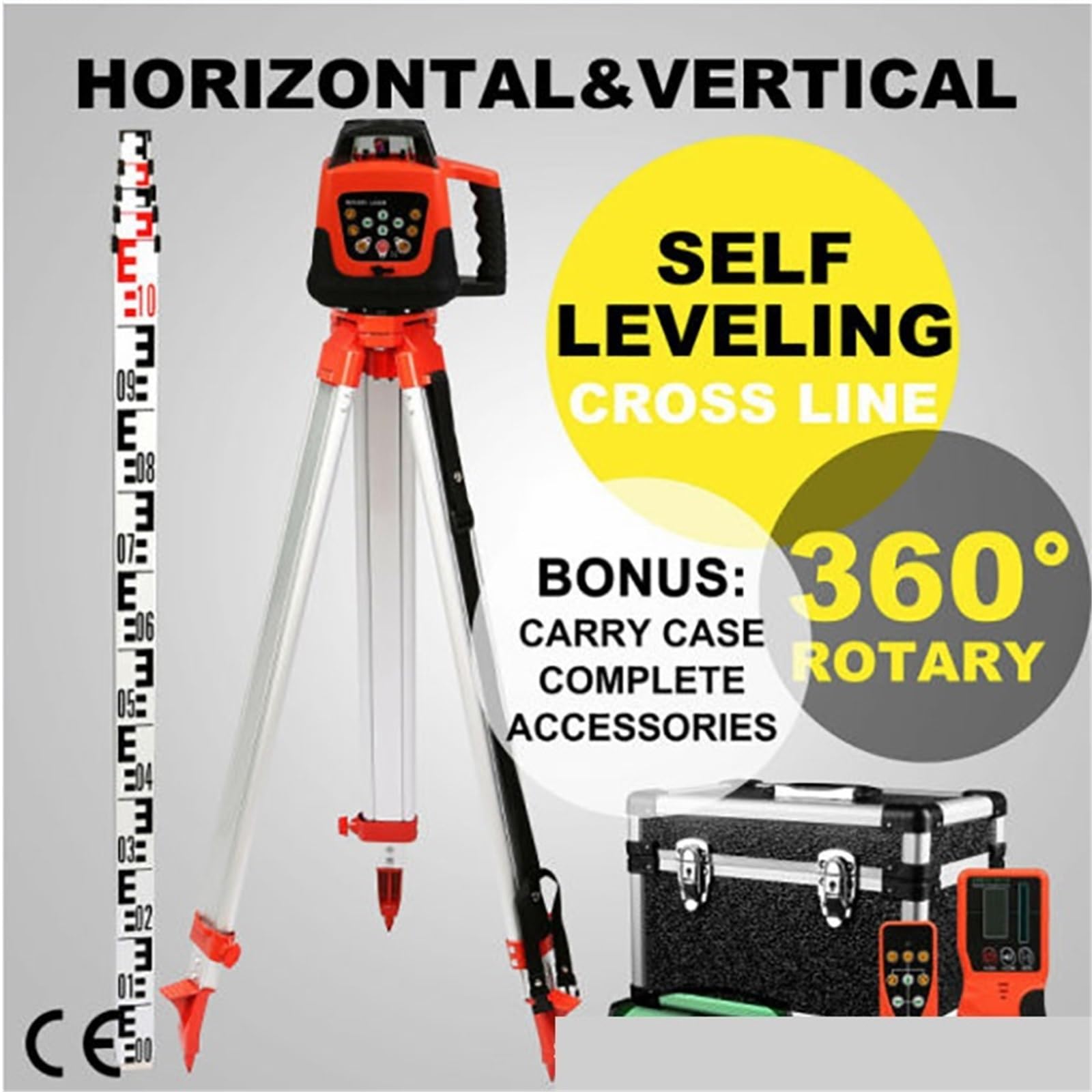 Herramienta De Medición Industrial Escaneo Vertical, Nivel Láser Autonivelante Automático Rotación 360, 500m,para bricolaje en casa