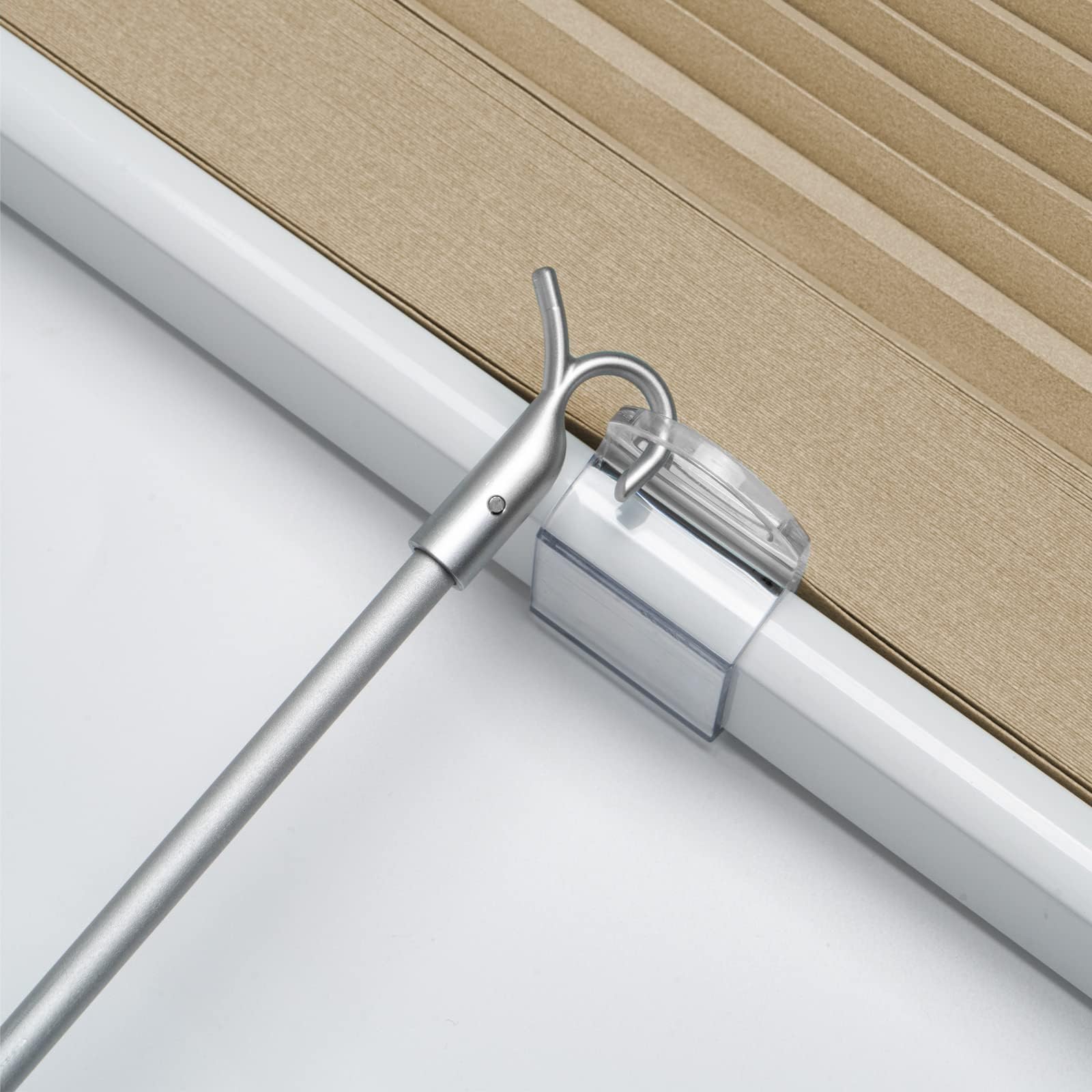 Draw Rod for Cordless Window Blinds and Shades, Pull Rod for Window Shades Down and Up，Easy to Pull Roller Blinds, Zebra Shades, Cellular Shades, Matte Silver,Telescopic 13-24 inches