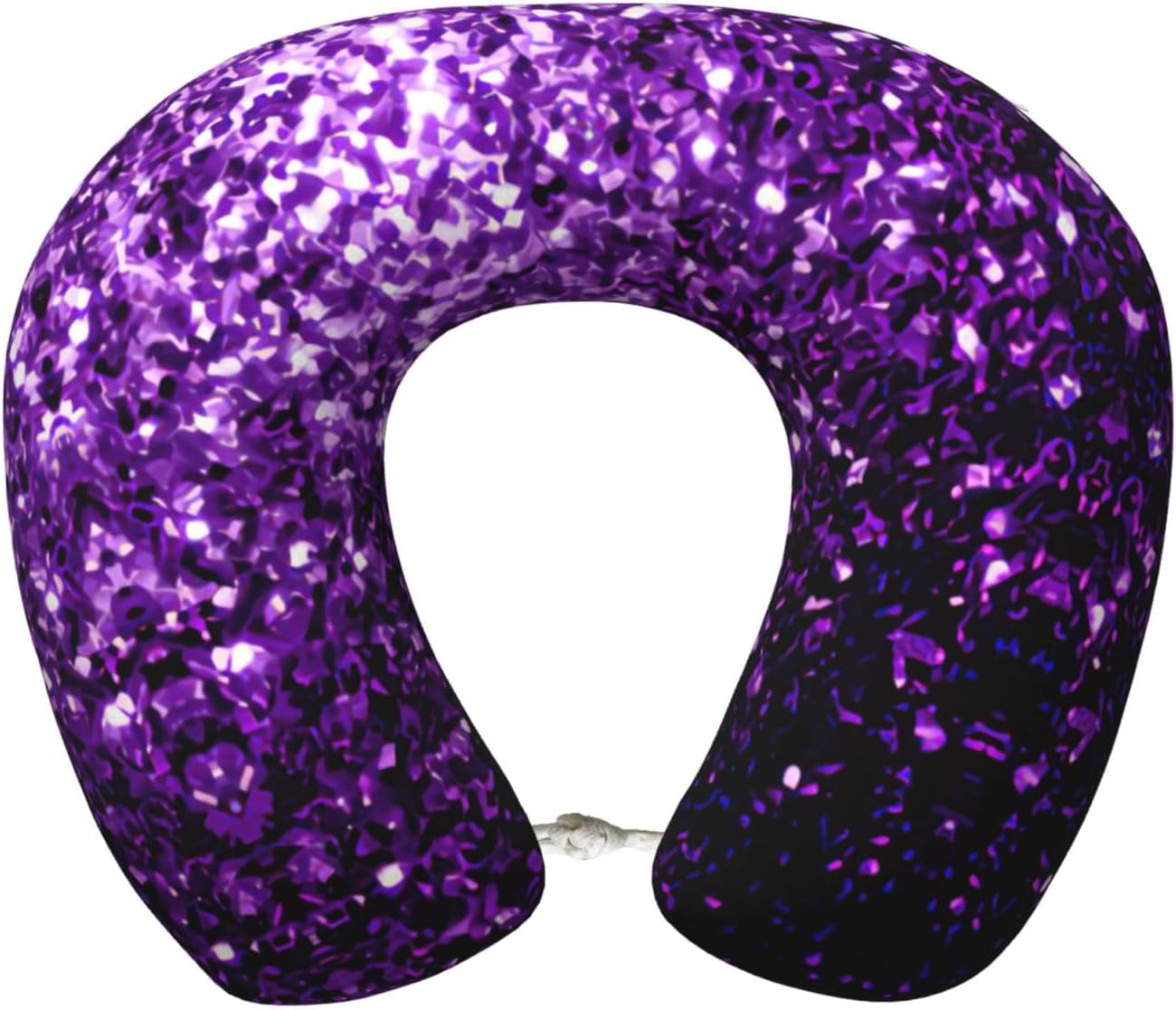 Bellissimo cuscino da viaggio con stampa glitter viola, cuscino da collo in memory foam, cuscino portatile per hotel, campeggio, chi dorme sul lato e sulla schiena