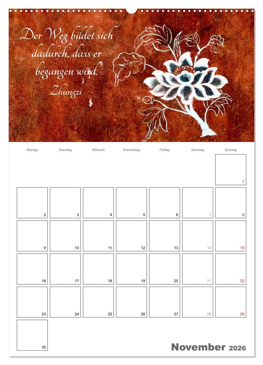Harmonie und Freude Buddhistische Weisheiten 2026 (Wandkalender 2026 DIN A2 hoch), CALVENDO Monatskalender: Ein Planer mit buddhistischen Weisheiten für die ganze Familie (CALVENDO Glaube)