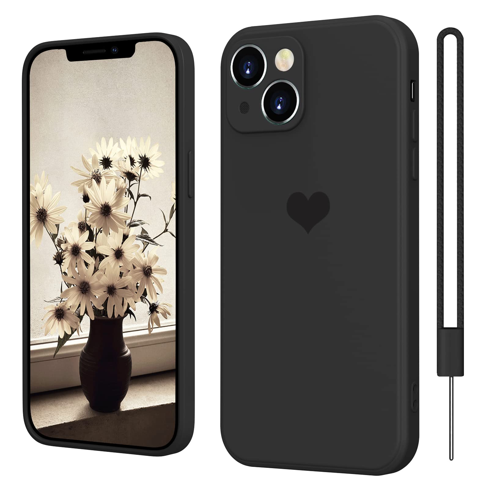 KiviCase Compatible with iPhone 14 Case, Phone Case for iPhone 14, Slim Thin Cute Heart Silicone Shockproof Protective Soft Bumper Drop Protection