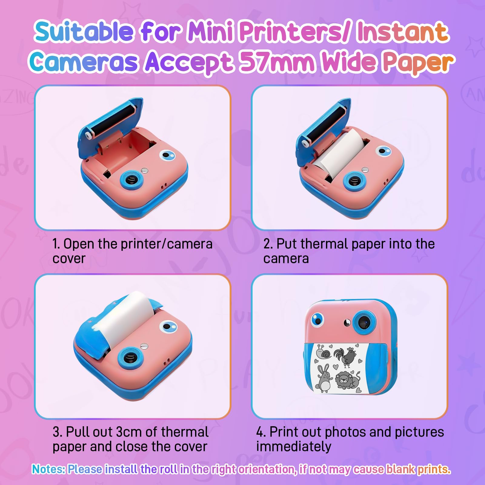 Thermisch Papier Voor Kindercamera – 10 Rollen 57x25mm, BPA-vrij, Waterdicht, 5 Wit En 5 Zelfklevend