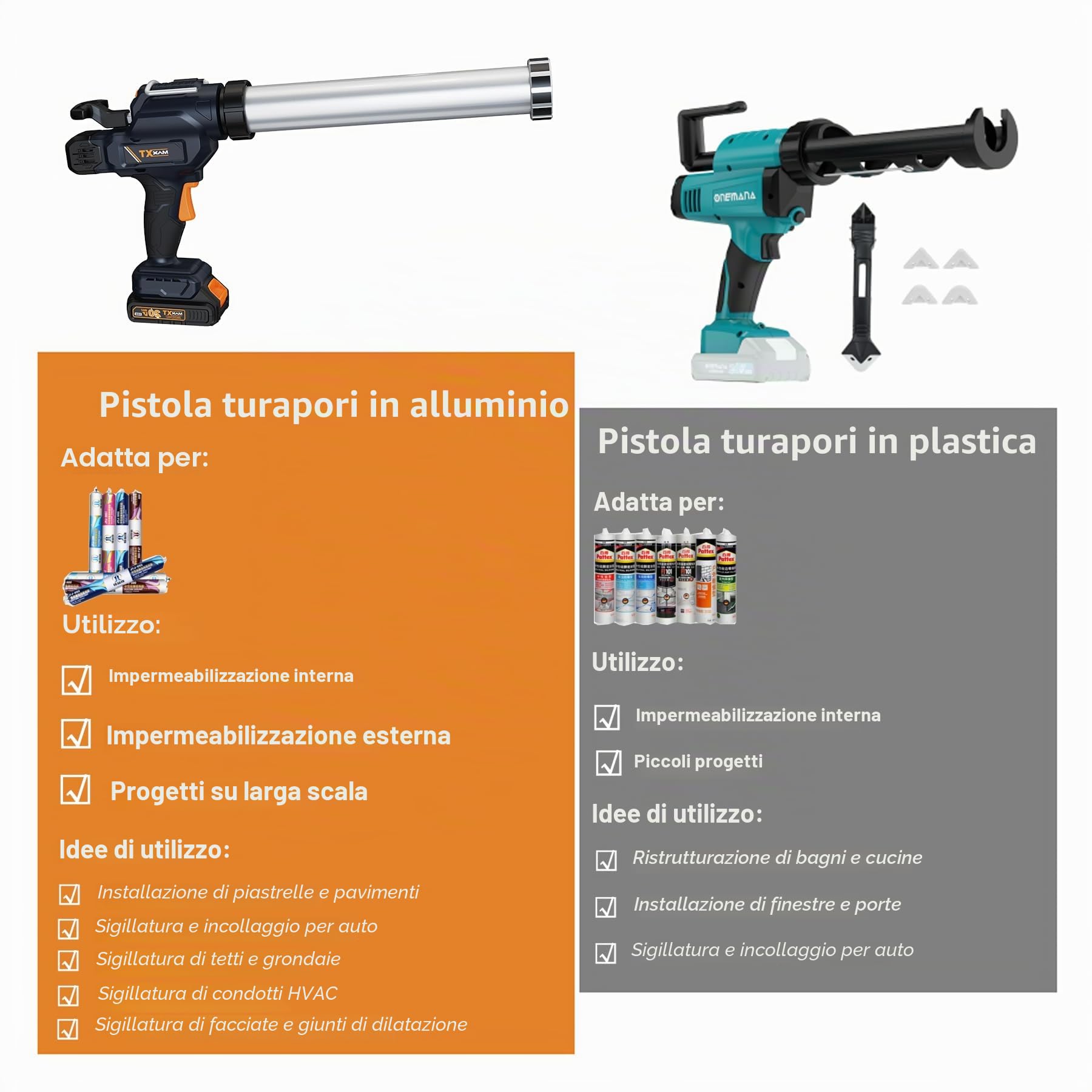 MAXXT Pistola per Calafatare Senza Fili - 2,0AH Batteria inclusa, Design Anti-Gocciolamento, compatibile 300-600ml Sacchetti in Salsiccia