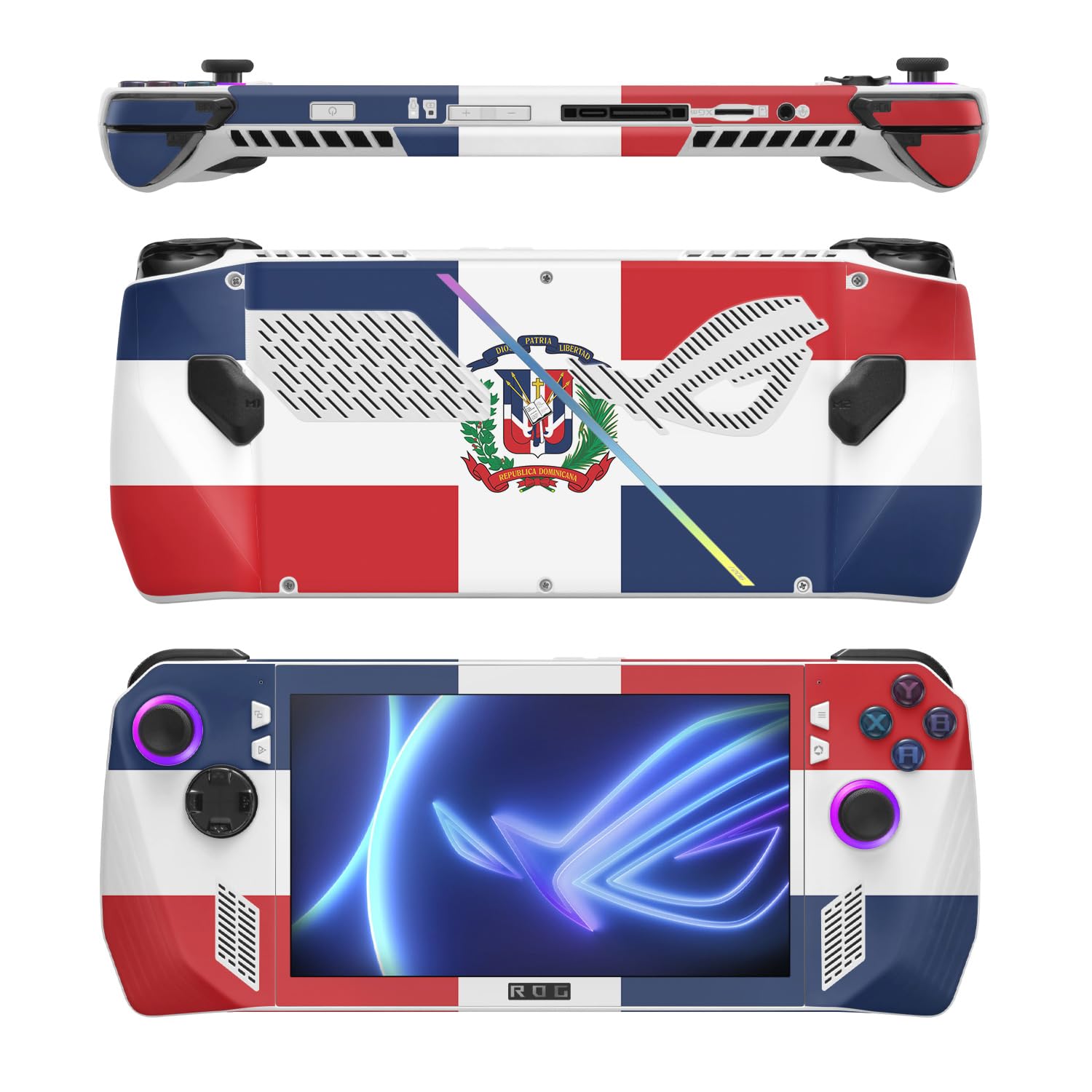 MightySkins Skin Compatible with Asus ROG Ally - Dominican Flag | Protective, Durable, and Unique Vinyl Decal wrap Cover | Easy to Apply, Remove, and Change Styles
