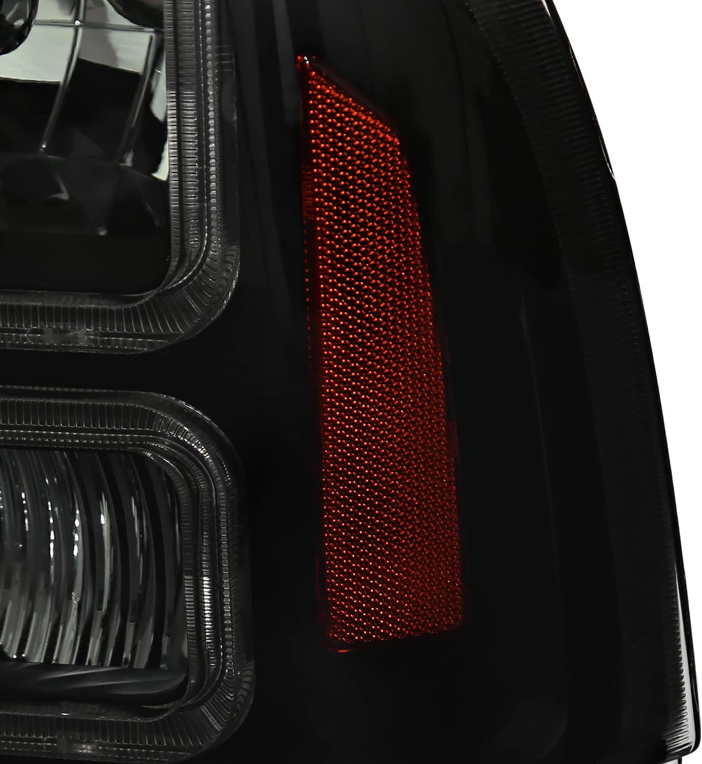 SPEC-D TUNING Black Smoke Headlights with LED Bar Compatible with 1999-2004 Ford F-250, F-350, F-450 SuperDuty, 2000-2004 Excursion, Left + Right Head Lights Assembly