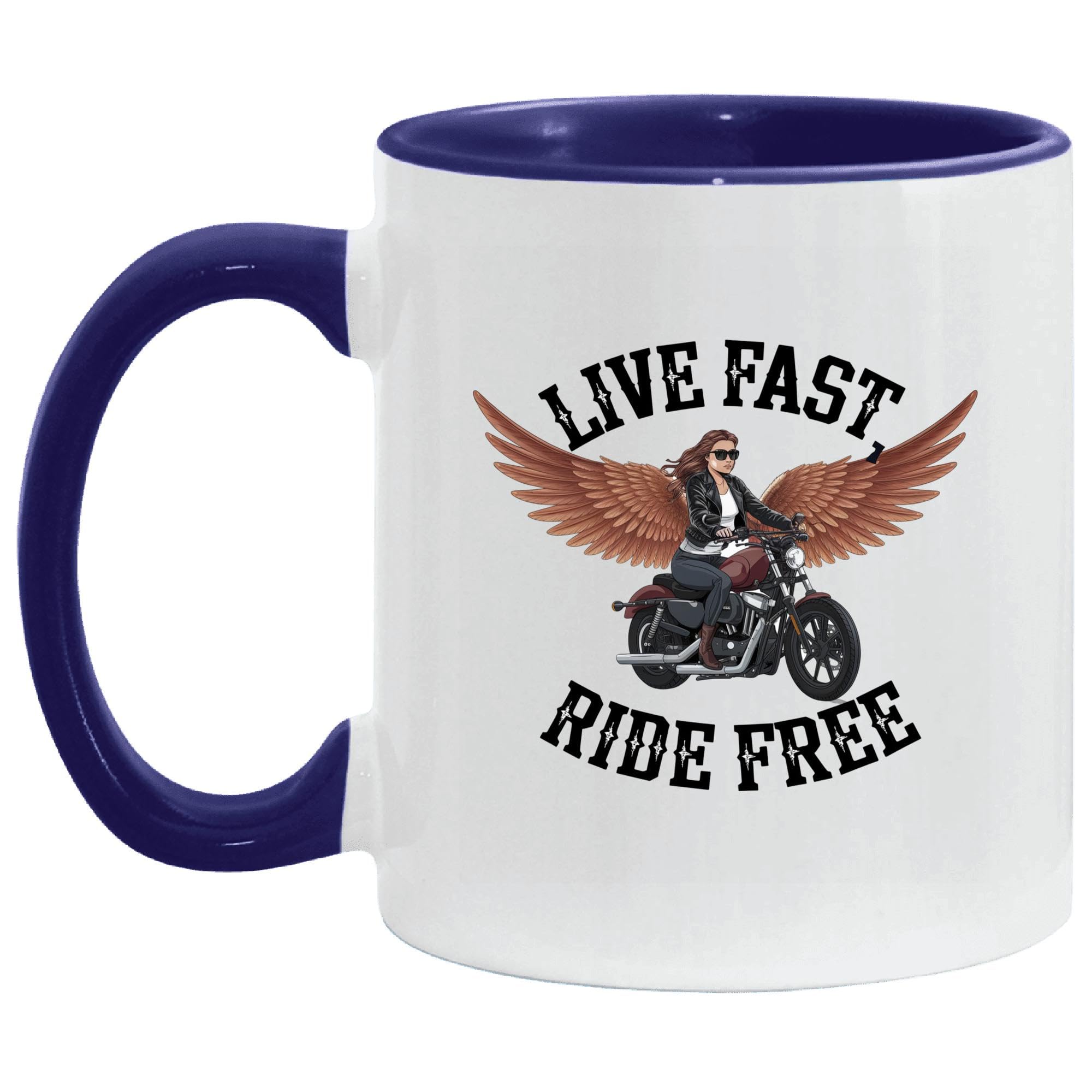 Live Fast Ride Free Biker Quote 11oz 15oz Inner Color Accent Mug
