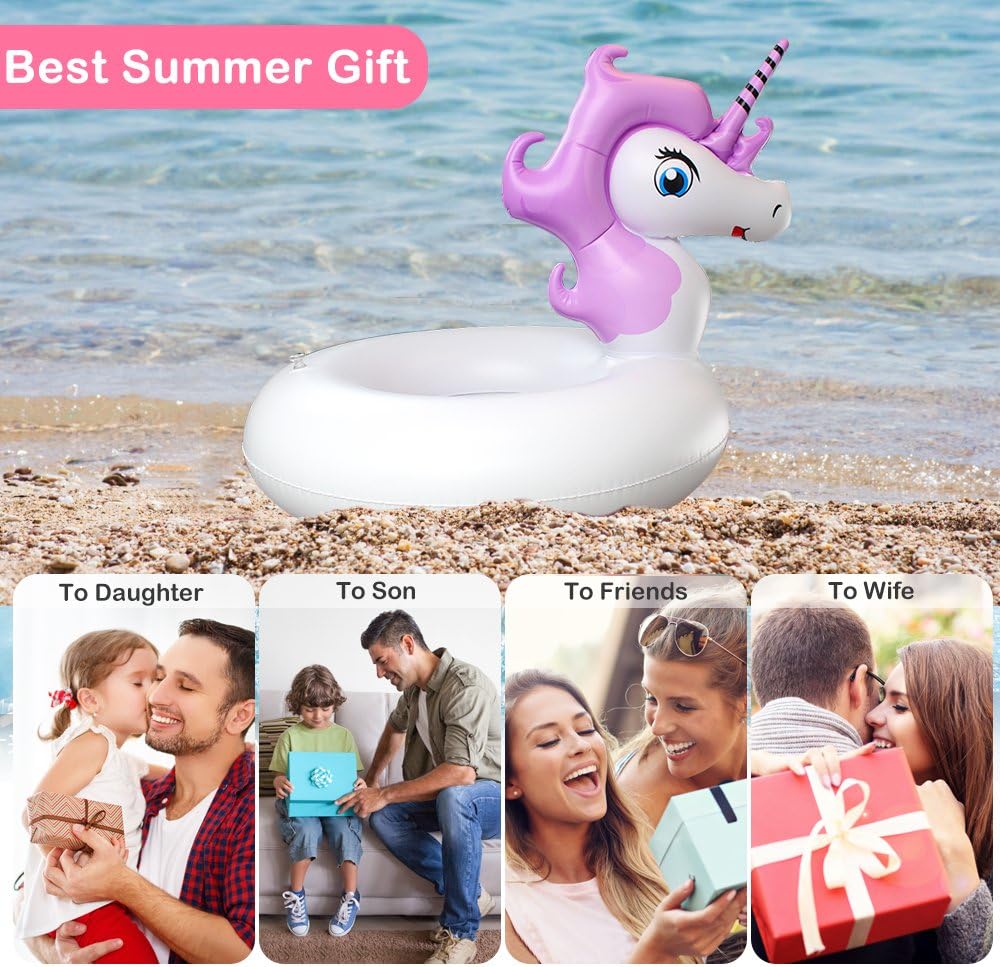 Unicorn Pool Float, Pool Floats for Kids Inflatable Unicorn Float for Pool Kids Floaties Swim Rings Summer Toys for 5 10 Year Old Girls Boys Toddlers Child Floating Tubes