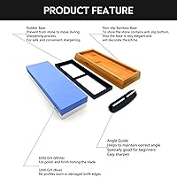 Vista 5 de Whetstone Knife Sharpening Stone Set, Premium 2-Sided Whetstone Sharpener 1000/6000 Grit Whetstone Kit with Non-Slip Bamboo Base and Silicon insert