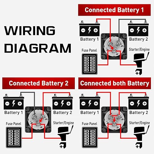 Miniatura 3 de Nilight - Interruptor de batería de 1-2-Ambos-apagado, interruptor de corte maestro de desconexión de batería de 12 V-48 V para lancha, automóvil,