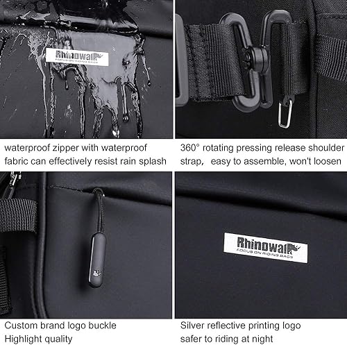Miniatura 4 de Rhinowalk Bolsa de manillar de bicicleta, multifuncional impermeable para bicicleta de montaña, bolsa frontal para bicicleta de carretera, cesta de
