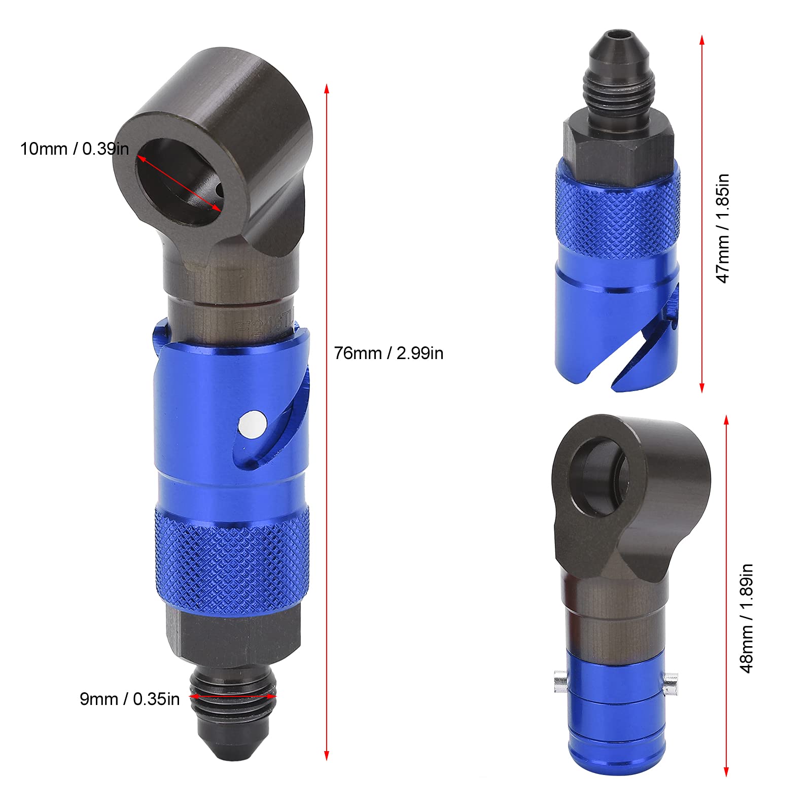 Tubo Del Freno per Motociclette a Sgancio Rapido Adattatore di Collegamento Raccordo in Lega di Alluminio Accessori Universali Curvo per Tubo Del Fluido Del Carburante Olio(Blu)