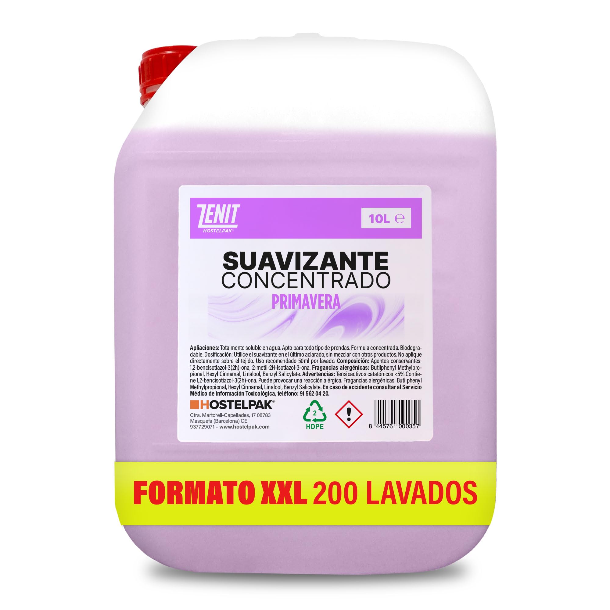 Hostelpak | 10 l | Adoucissant textile concentré parfumé Primavera, adoucissant concentré, biodégradable, parfum agréable, format XXL