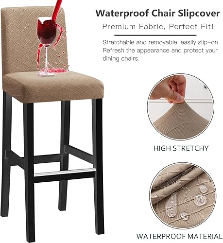 Miniatura 2 de Fundas para taburetes de bar, elásticas, extraíbles y lavables, para silla de comedor giratoria corta (arena, juego de 4)