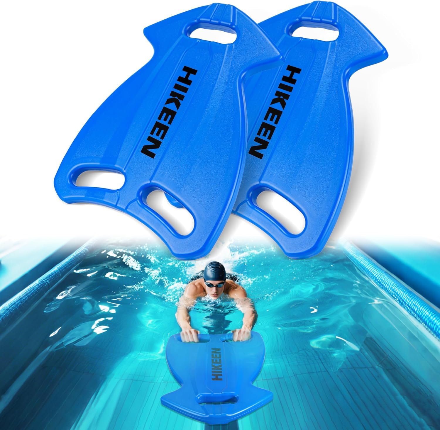 Hikeen Lot de 2 Planche de Natation Grande Taille Multi-Prises: Accessoires Piscine Planche Piscine Haute Flottabilité pour Adultes, Planche Flotteur en HDPE, Natation Accessoires à nage Eau Libre