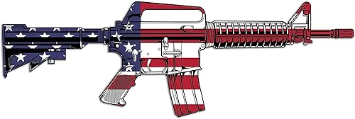 AR-15 - Adhesivo para pistola de rifle con la bandera de Estados Unidos, calcomanía patriótica de vinilo para parachoques de automóvil, camión, RV