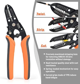 iCrimp Ratchet Wire Crimping Tool Set w/ 5 Interchangeable Jaws for Insulated and Non-Insulated Terminals AWG20-2, Wire Stripper included