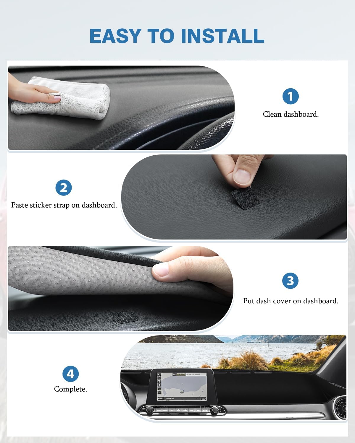 FIILINES Dash Cover for Kia Forte 2019-2024, Dashboard Mat Cover for Forte Accessories Sunshade Nonslip Mesh Protector No Glare Black