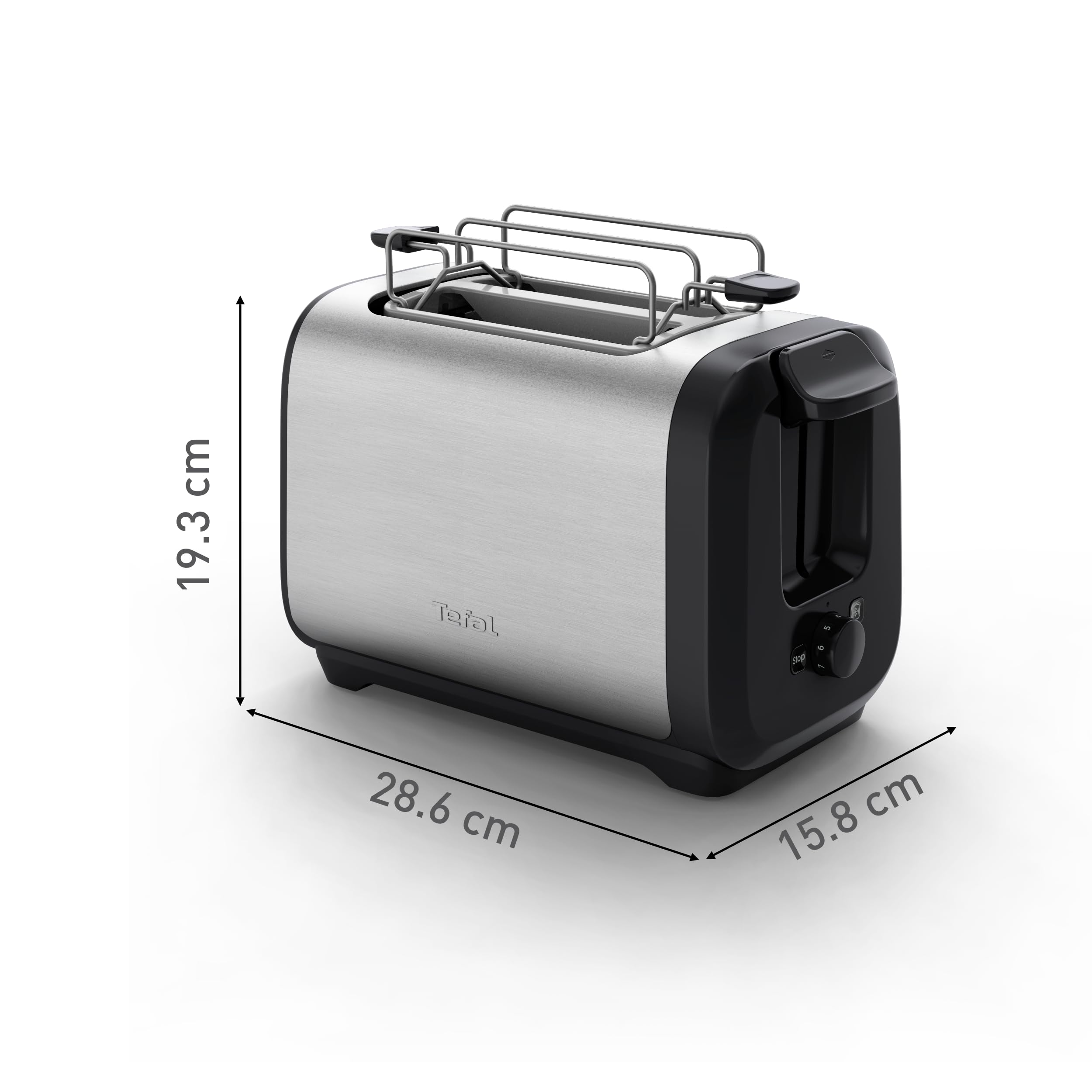 Tefal Tostadora TT5S1D Subito con 2 ranuras con embutidores, resultados rápidos de tostado, ahorro de energía, diseño moderno, 7 niveles de bronceado, negro | Tostadas rápidas, ahorro de energía, diseño moderno, 7 niveles de bronceado