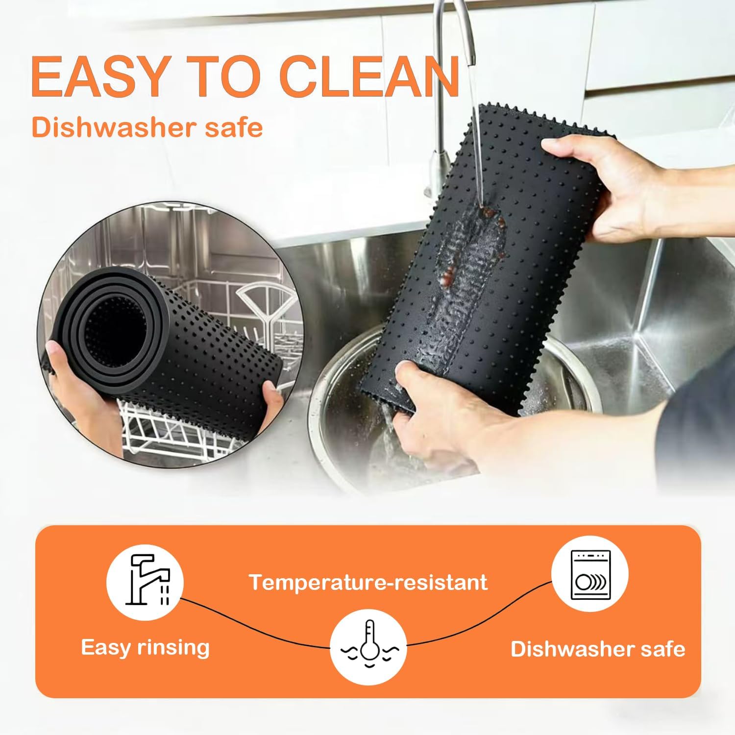 Silicone Coffee Mat 10"x14" - Waterproof and Heat Resistant Dish Drying Mats, Non-Slip Countertop Protector, Keep Kitchen Counters Clean for Espresso Machines, Spill Proof, Easy Clean, Black image 4