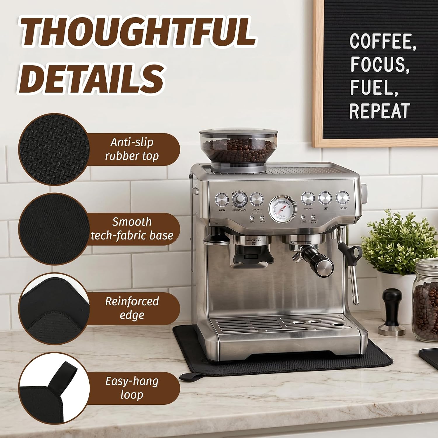 Large Sliding Mat for Breville Espresso Machine 870XL, 13.7 x 12.6 Inches