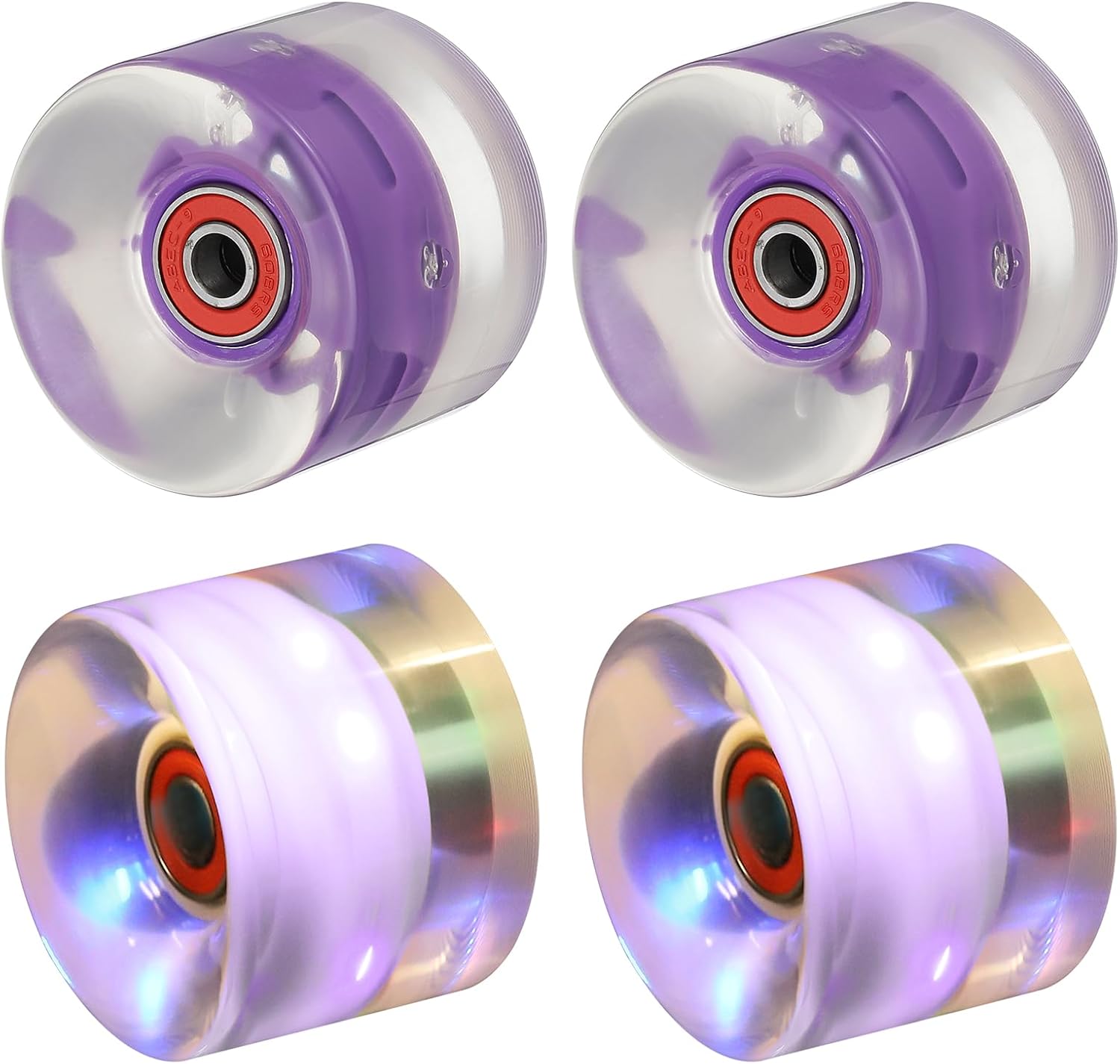 PATIKIL Light Up Skateboard Wheels 78a Roller Skate Wheels with Bearings for Outdoor Indoor Cruiser Street Double Row Skating Replacement