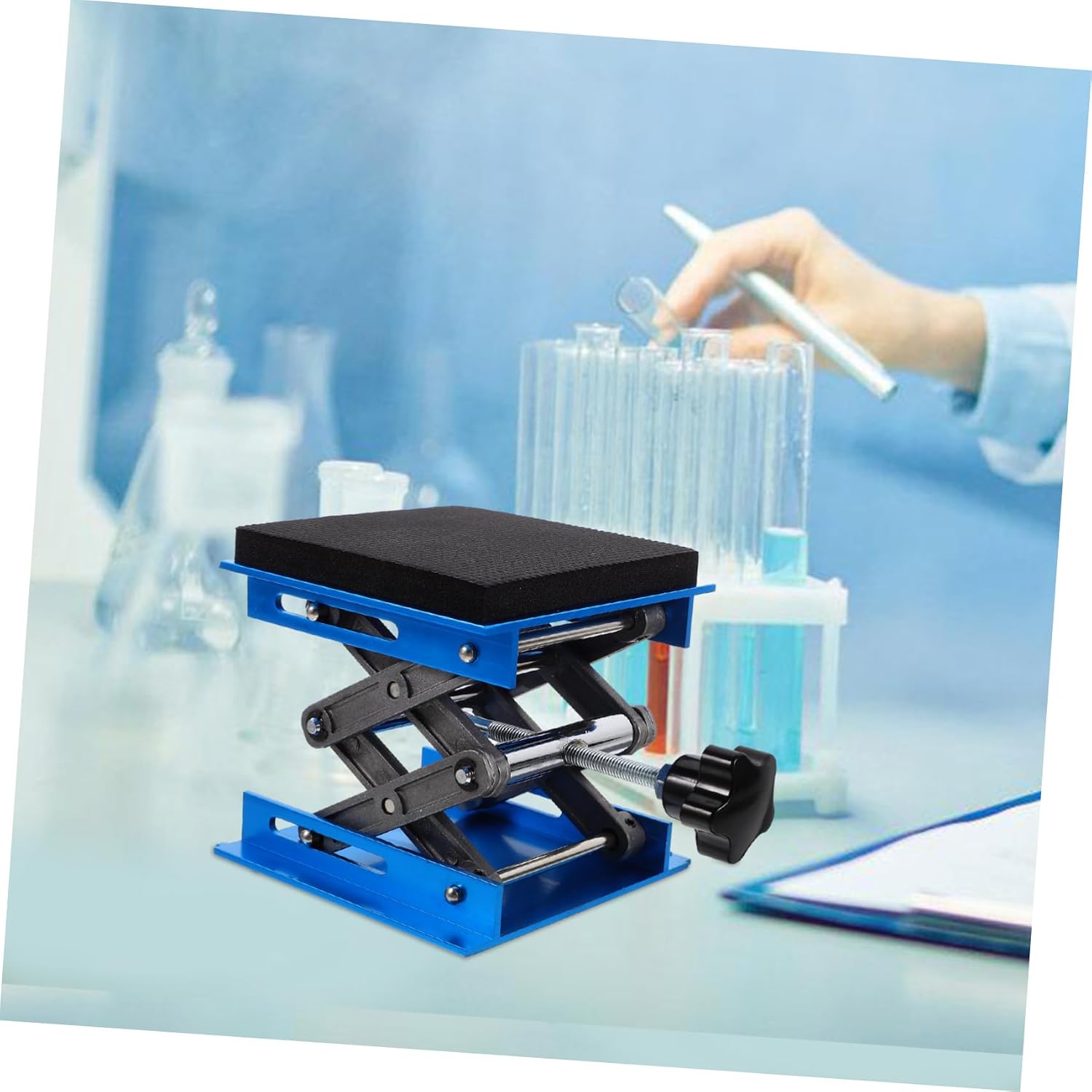 Aluminum Scissor Lift Jack Stand Shock-Absorbing Foam for Laboratory Use Heavy Duty 10x10cm Lift Platform for Woodworking and Carpentry Tools