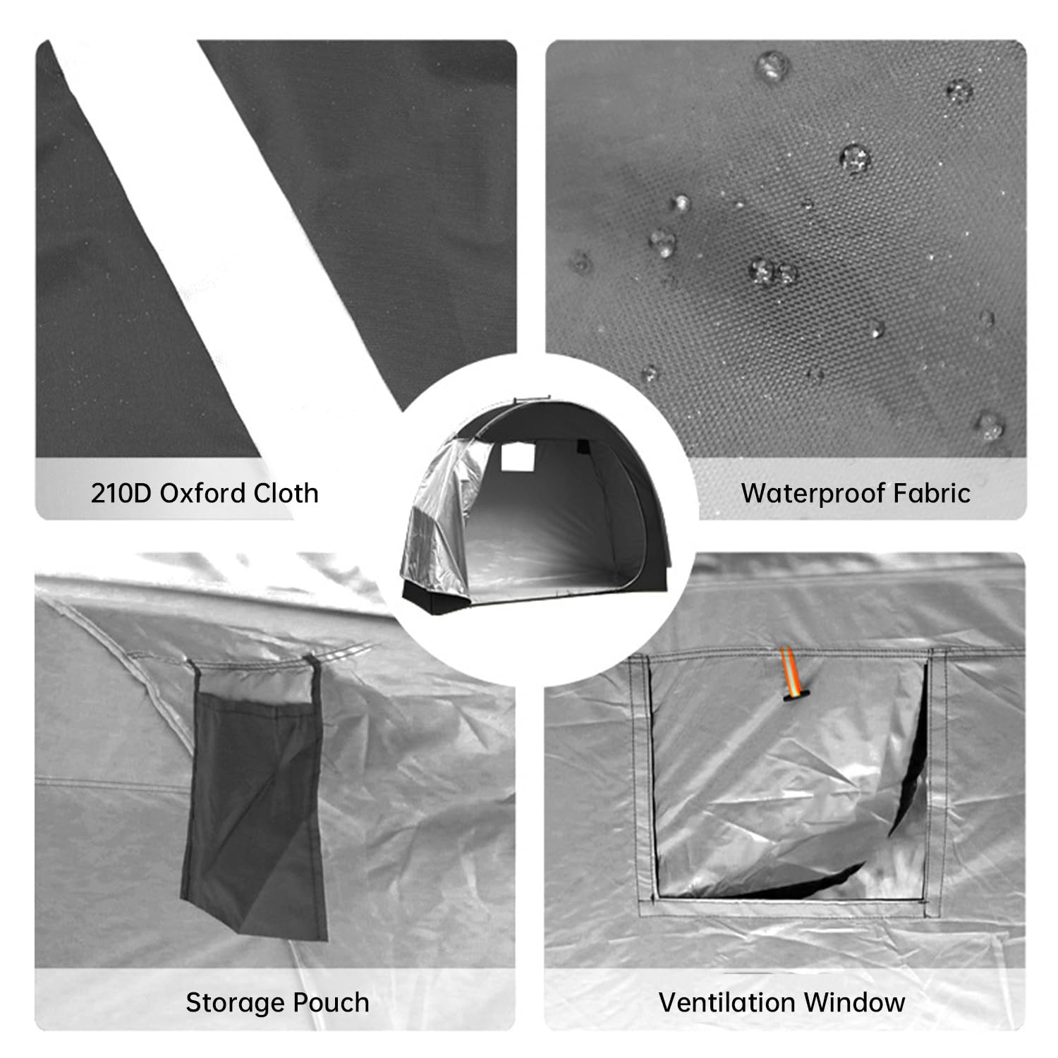 Tenda da bicicletta, impermeabile, portatile, da campeggio, per biciclette, garage, per esterni, per biciclette, moto, attrezzi da giardino, colore nero